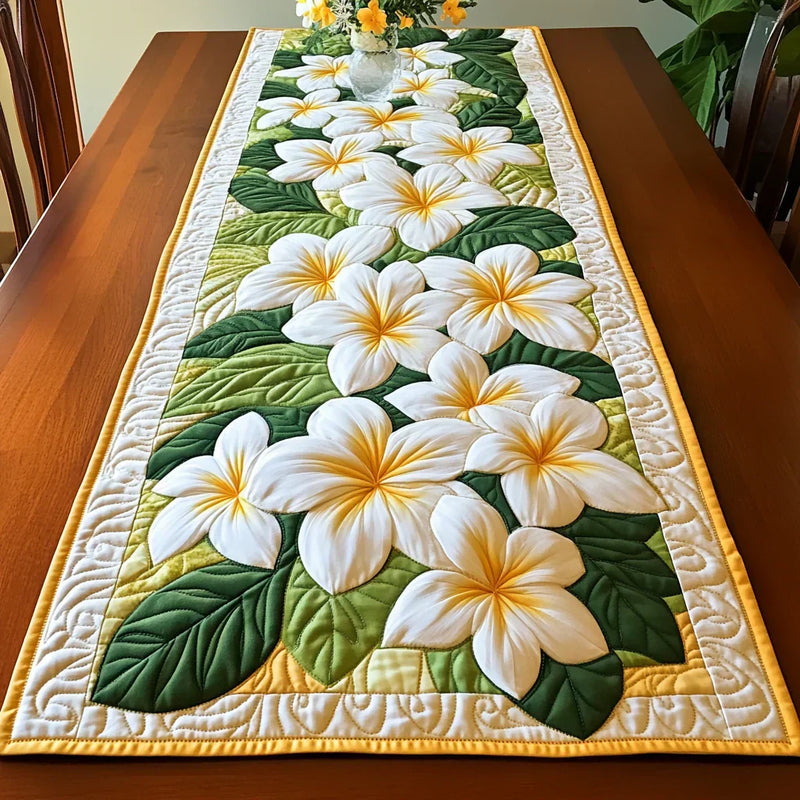 Plumeria Quilted Table Runner